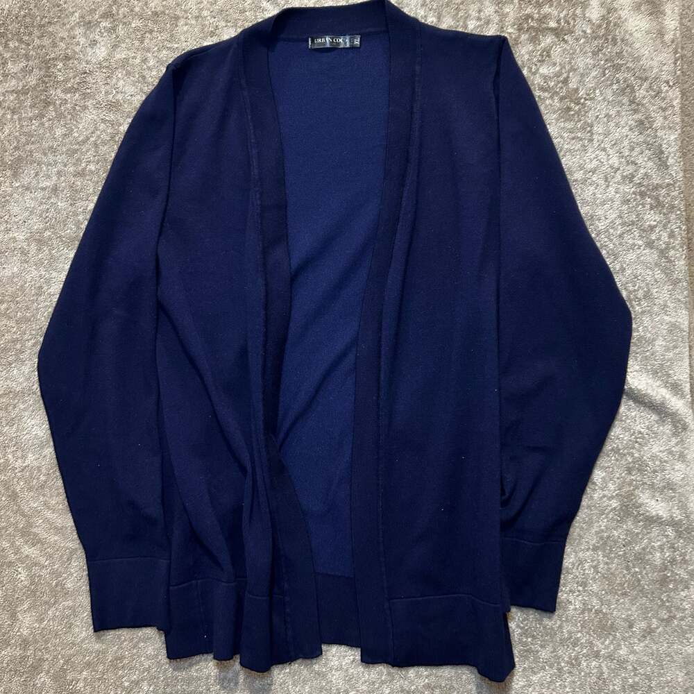 Urban Coco Navy Open Front Long Sleeve Cardigan, Size XL